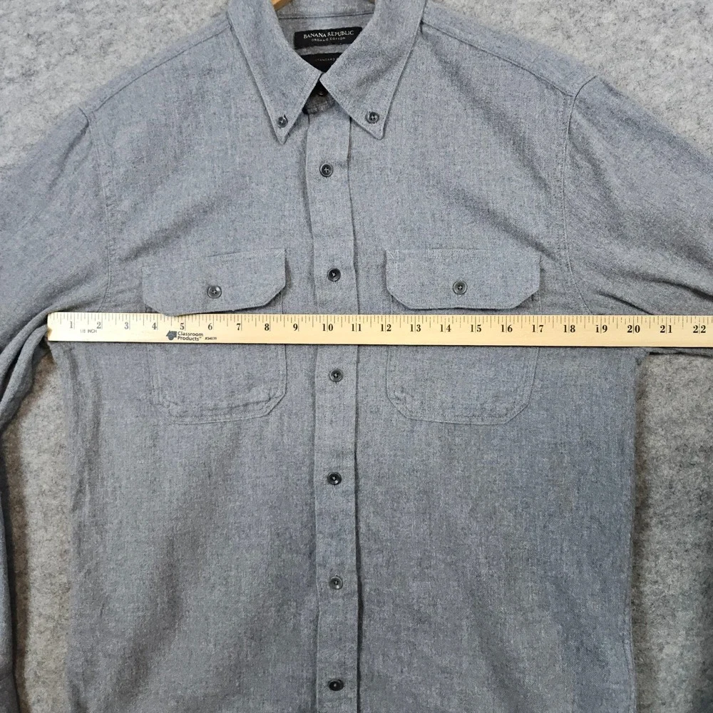 Banana Republic‎ Mens Size S Organic Cotton Standard Fit Gray Button Down Shirt